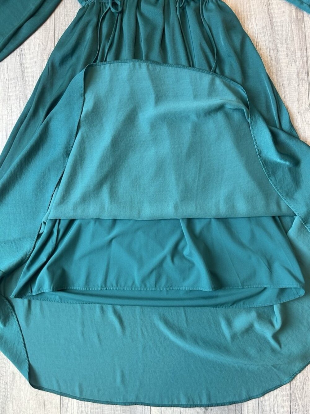Kobi Halperin Sari Emerald Green Ruched Waist Midi Dress Long Sleeve M - Picture 16 of 16
